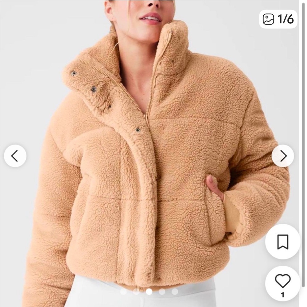ALO Yoga Sherpa snow angel Puffer Jacket- camel